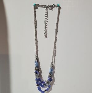 Blue and Silver Beaded Necklace